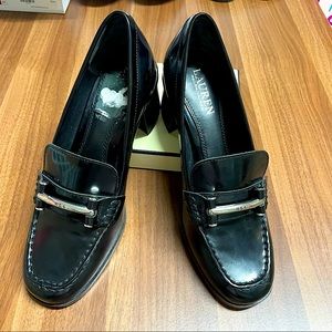Preloved Lauren Ralph Lauren Pumps Block Heels Black Leather Women size 7.5